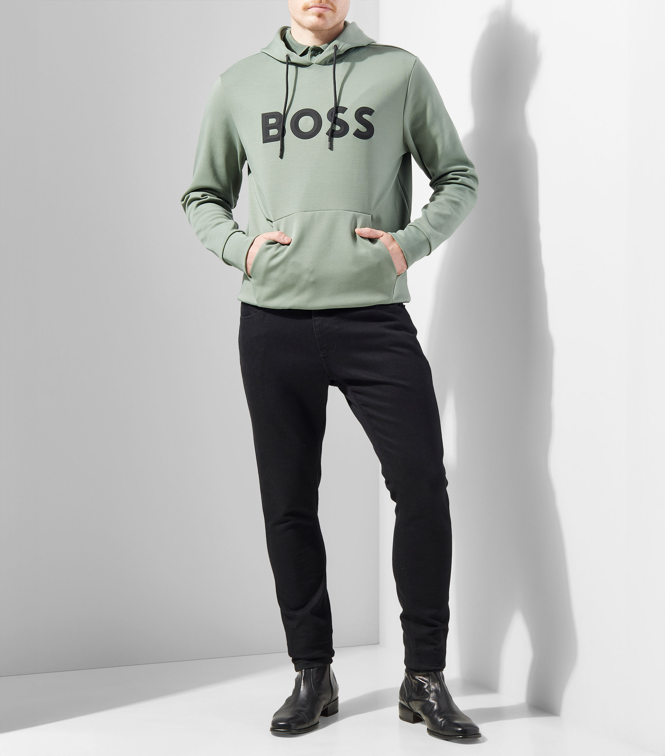 Sudadera con capucha en algodón con logotipo moldeado Hombre